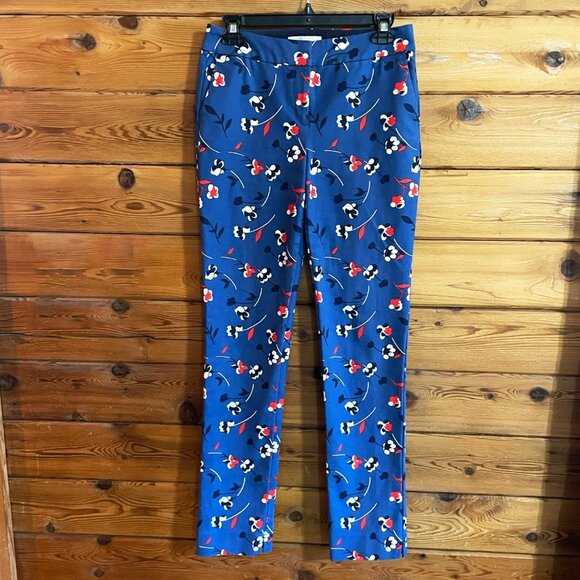 BODEN Blue Floral Richmond Ankle Pants Trousers Cotton Size 8 Long - Picture 2 of 12